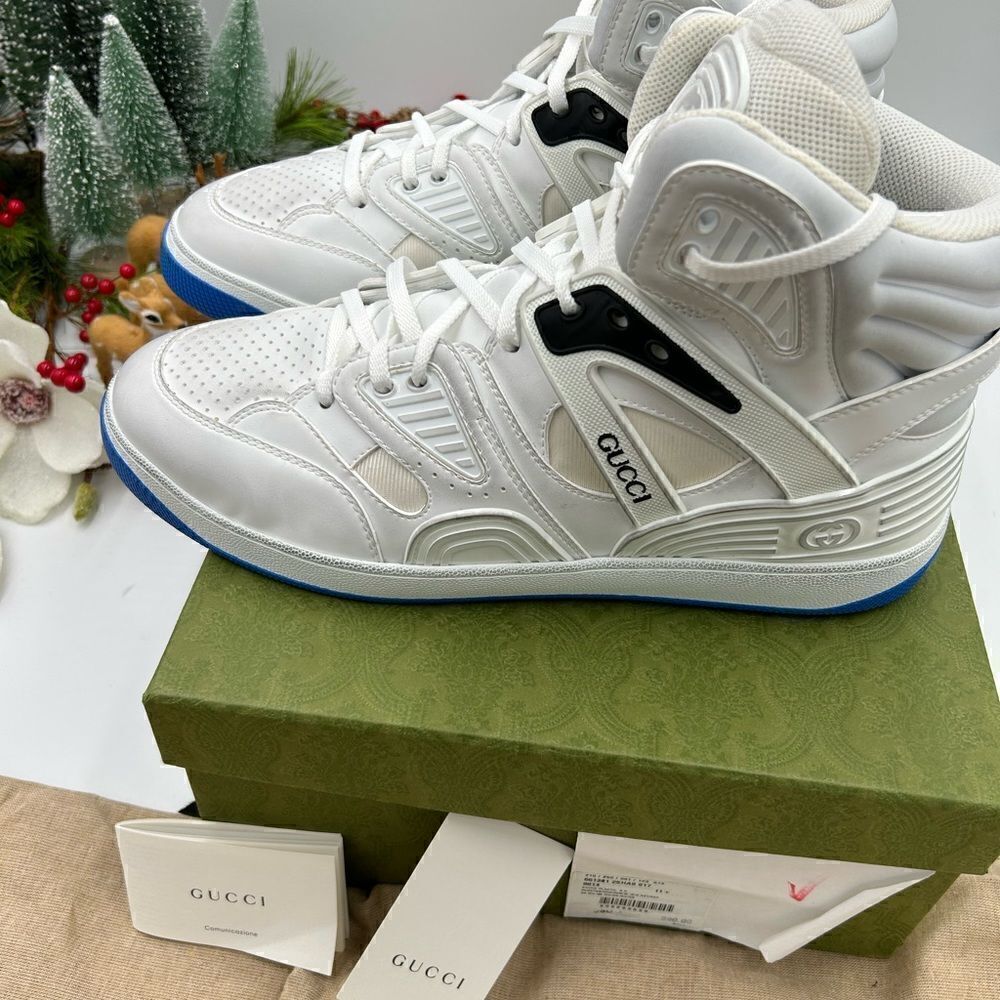 Men’s Gucci basket GG Supreme high top sneakers size 11.5 made in Italy - Picture 5 of 11